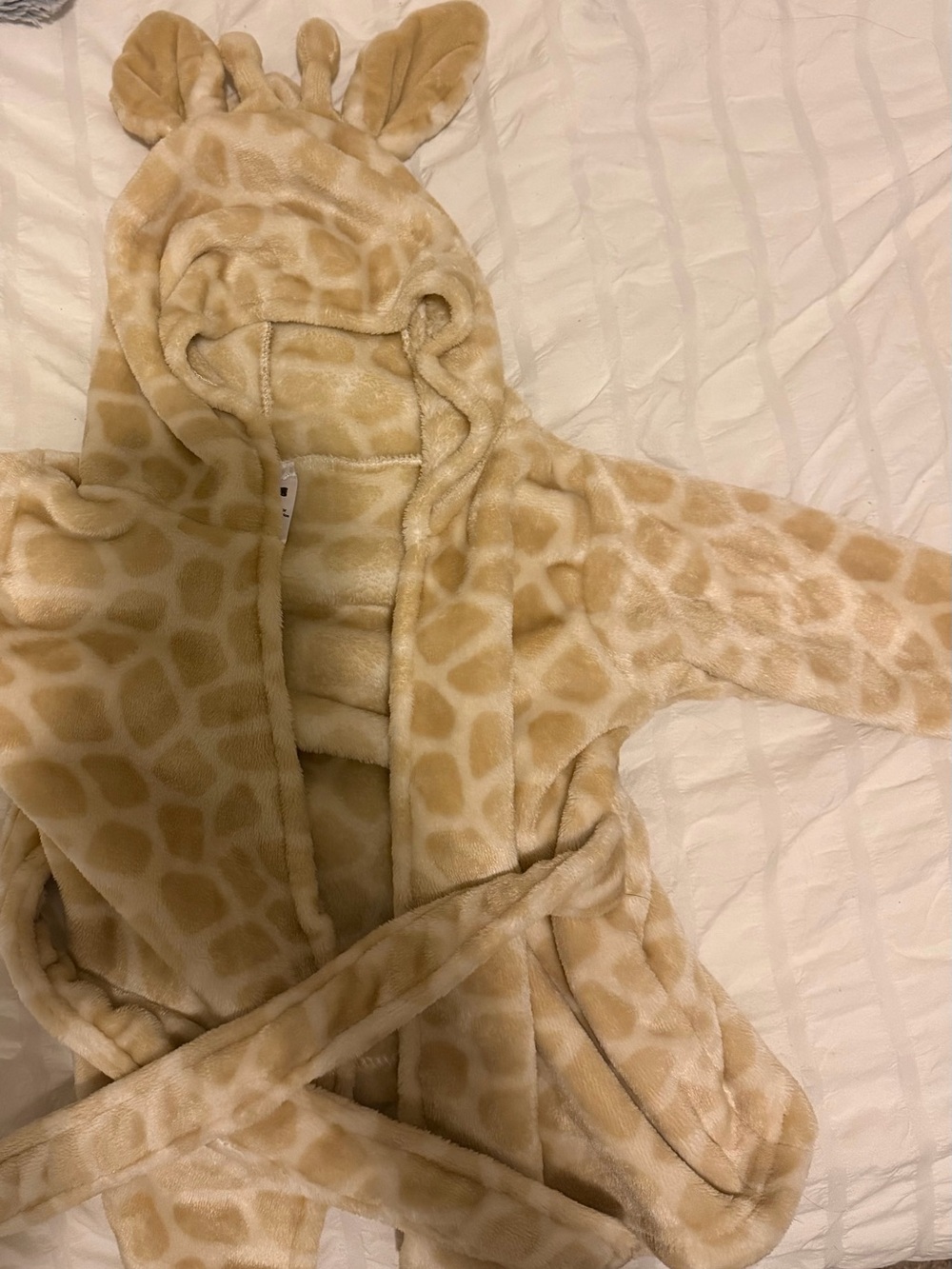 Baby Plush Giraffe Hooded One-Piece Robe - Beige
